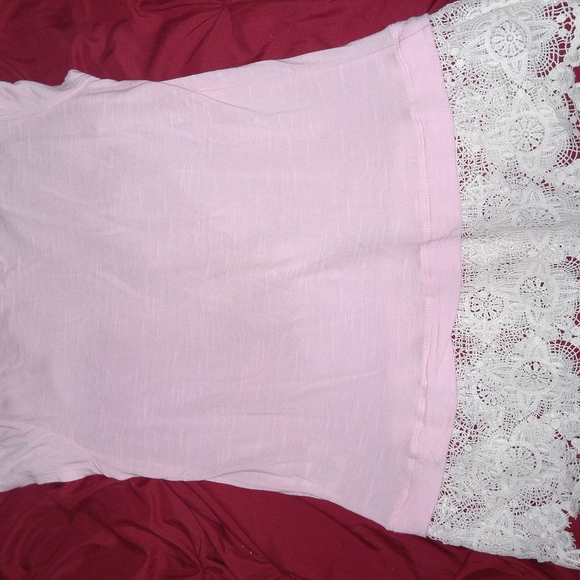 INC International Concepts Light Pink V-Neck Top With Lace Trim - Picture 4 of 12